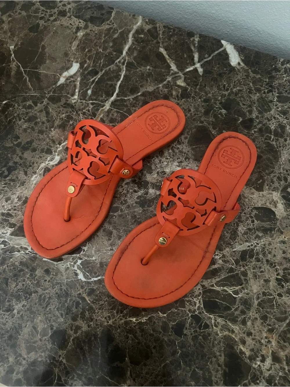 Tory Burch Orange Tiger Lilly Miller Flip Flop Sandals 6.5